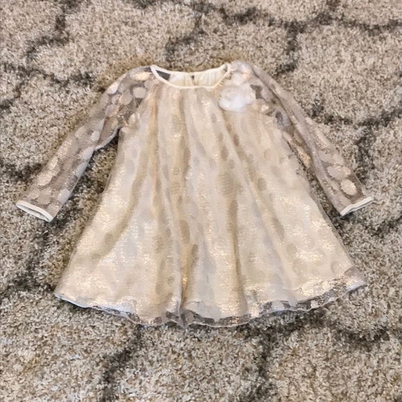 Shimmery cream long sleeved toddler dress - Picture 2 of 5